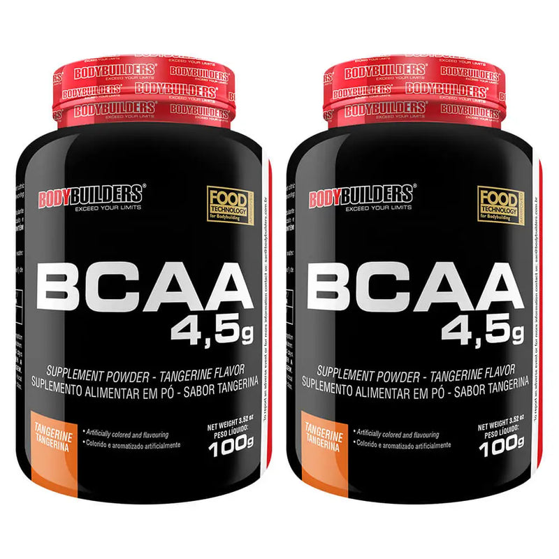 Kit 2x BCAA 100g Sabor Tangerina-Fisiculturistas Suplemento em Pó para Recuperação Muscular