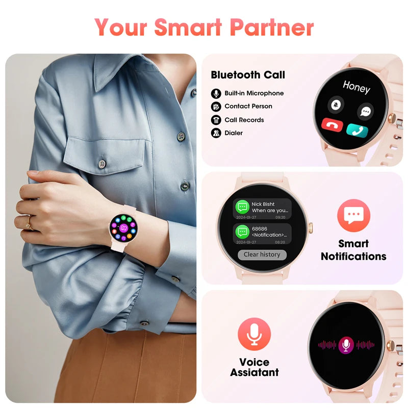 Karchilor 2024 Smartwatch Feminino Bluetooth Call 1.39 Tela sensível ao toque relógios inteligentes para homens Monitoramento de saúde Ip67Fitness à prova d'água