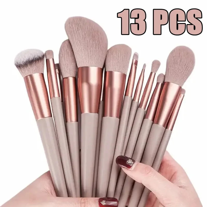 Conjunto de pincéis de maquiagem macios e macios de 13 unidades para cosméticos Fundação Blush em pó Sombra Kabuki Mistura Pincel de maquiagem Ferramenta de beleza