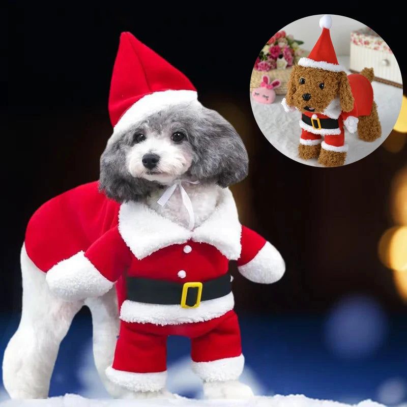 Fantasia de Cachorro de Natal Para Cães Pequenos Gato Engraçado Papai Noel Roupas de Cosplay Macacão Filhote de Cachorro Chihuahua Yorkshire Pet Supplies Party