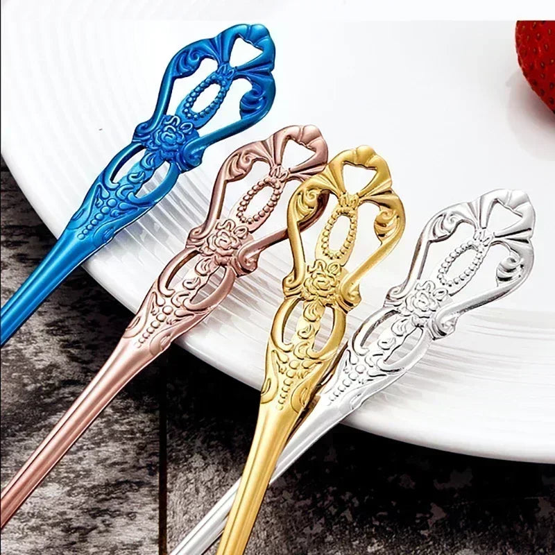 Conjunto de talheres de aço inoxidável dourado Royal European Spoon Fork Talheres completos Design retrô Lava-louças Elegante Talheres