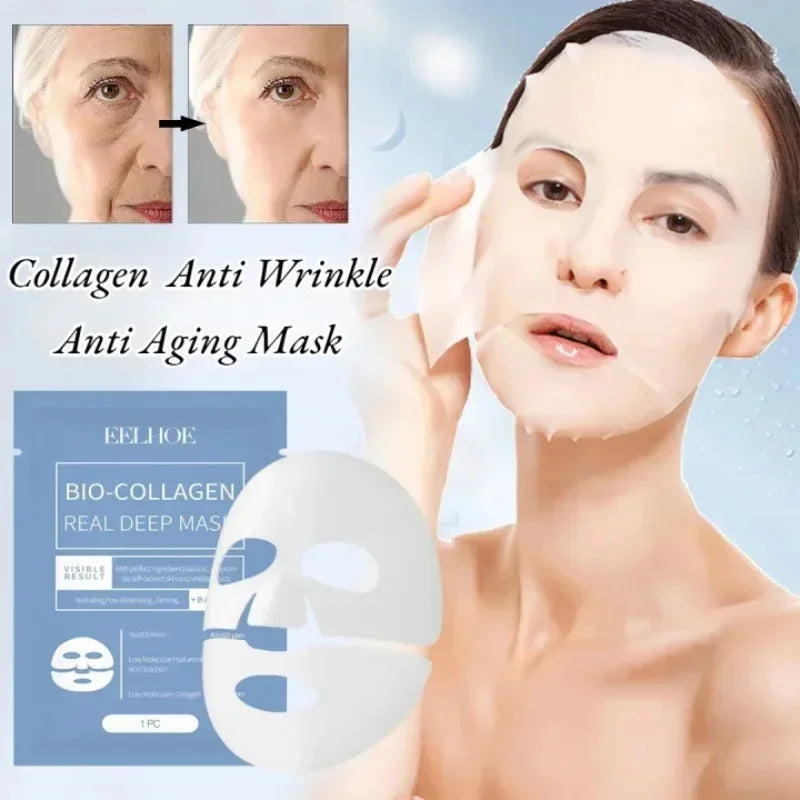 Colágeno Anti Rugas Máscara Facial Desvanecer Rosto Linha Fina Elevador Pele Firme Anti-Envelhecimento Hidratante Iluminar Cuidados com a Pele Cosméticos Coreanos