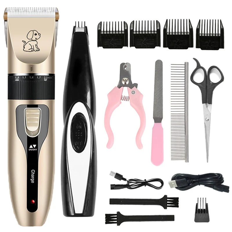 Kit de tosquiadeira elétrica para animais de estimação para cães Reachageable Trimmer Corte de cabelo Removedor de corte de cabelo de gato Conjunto de máquina profissional