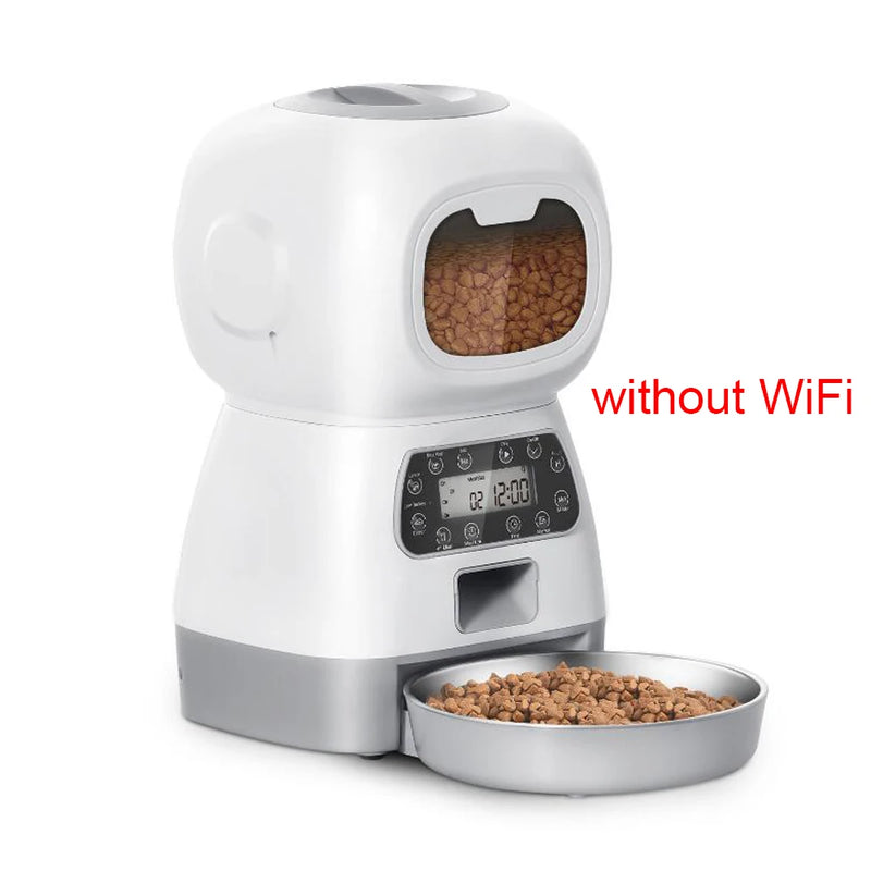 Alimentador automático para animais de estimação 3.5L para gatos WiFi Smart Swirl Slow Dog Feeder com gravador de voz Dispensador de comida para gatos de grande capacidade