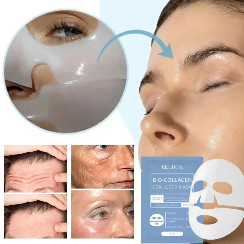 Colágeno Anti Rugas Máscara Facial Desvanecer Rosto Linha Fina Elevador Pele Firme Anti-Envelhecimento Hidratante Iluminar Cuidados com a Pele Cosméticos Coreanos